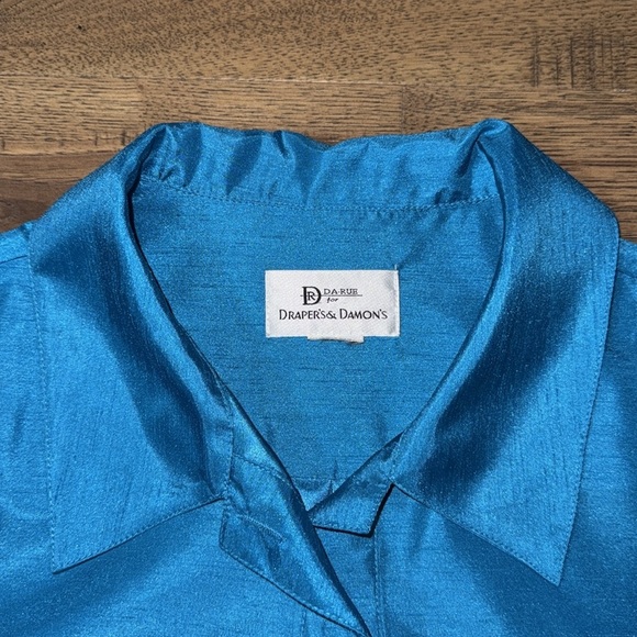 DRAPERS&DAMONS Teal Button-Up Women's Top - Picture 6 of 7